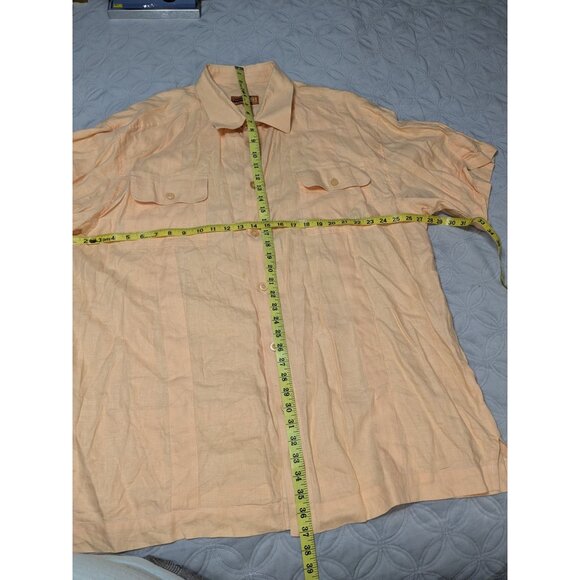 Royal Prestige Men's 3XL Peach Button-Up Short Sleeve Shirt Lightweight & Breath - Picture 6 of 11